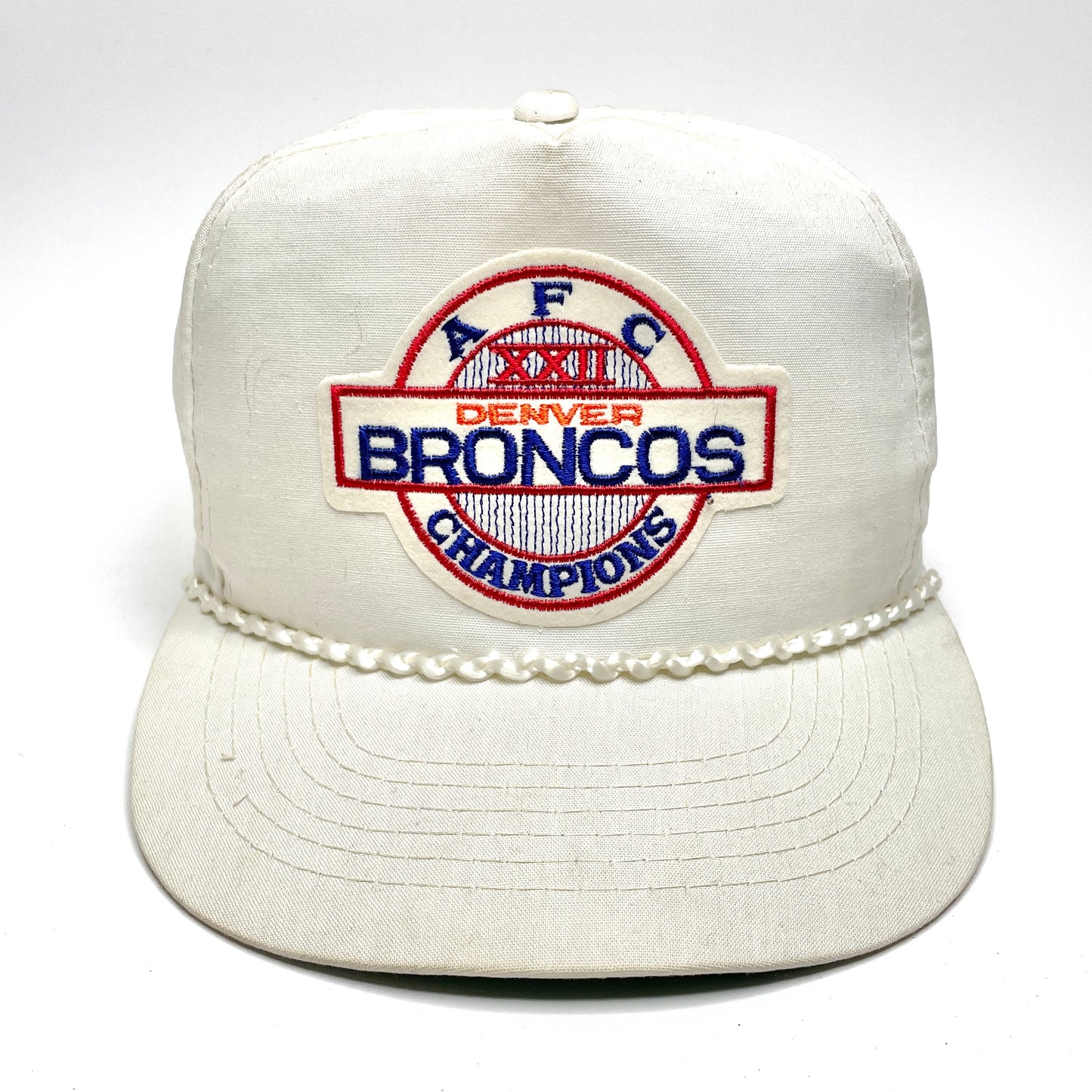 Denver Broncos AFC Champions 1987 Vintage Rope Snapback Hat - White