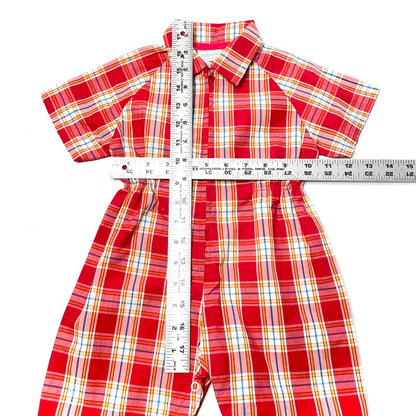 Bright Red Plaid Jumpsuit 18M