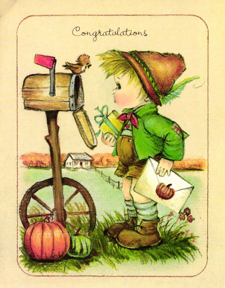 Congratulations - Fall Pumpkins - Vintage Greeting Card - 1979 Little Helpers