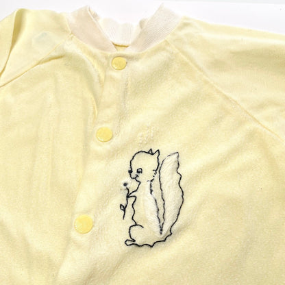 Skunk Embroidery Yellow Footed Sleeper 3-6M