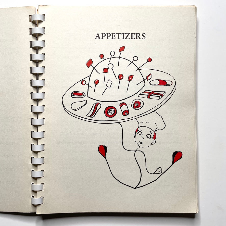 Kitchen Kapers Cookbook 1960 Southbury CT - 60s Vintage Spiral Bound Illustrated Recipe Book