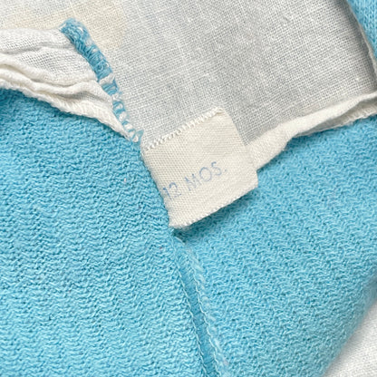 Trumpet Crest Embroidery Rib-Knit Blue Onesie Romper 6M