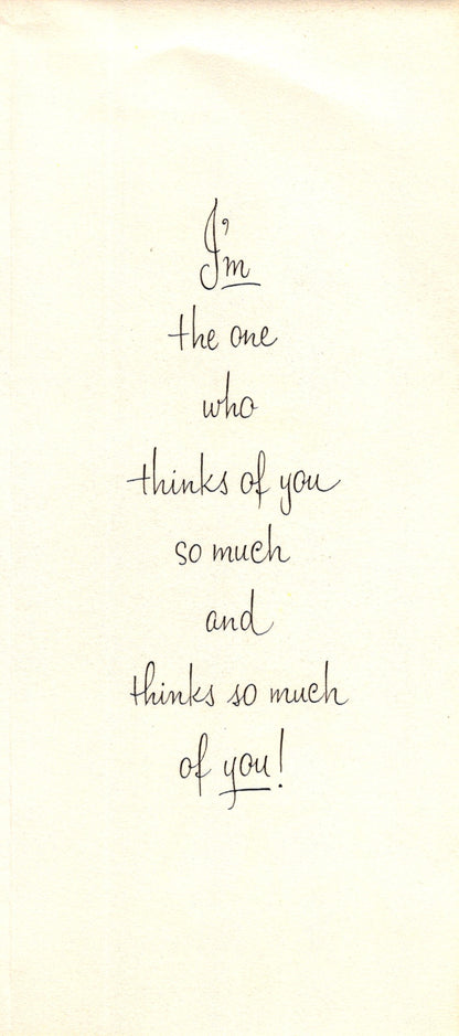 Greetings - Thinking of You - Slim Vintage Greeting Card - Gold Stamped + Embossed