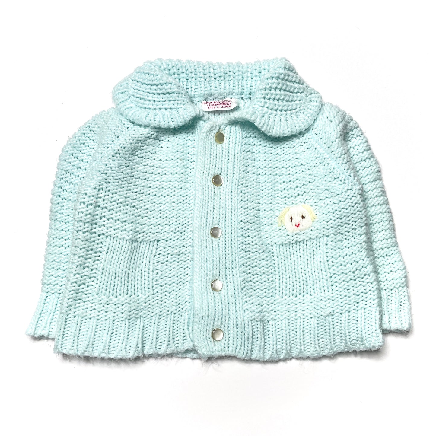Puppy Dog Embroidery Robin's Egg Knit Cardigan Sweater 18M