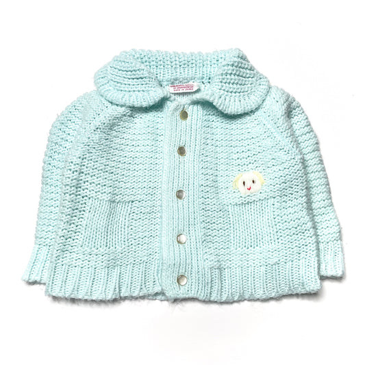Puppy Dog Embroidery Robin's Egg Knit Cardigan Sweater 18M