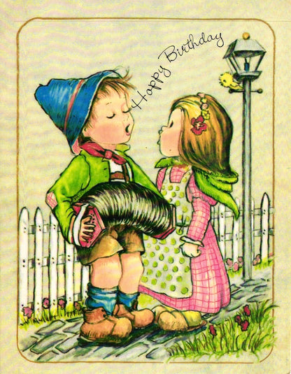 Birthday - Accordion Singer - Vintage Greeting Card - 1979 Little Helpers
