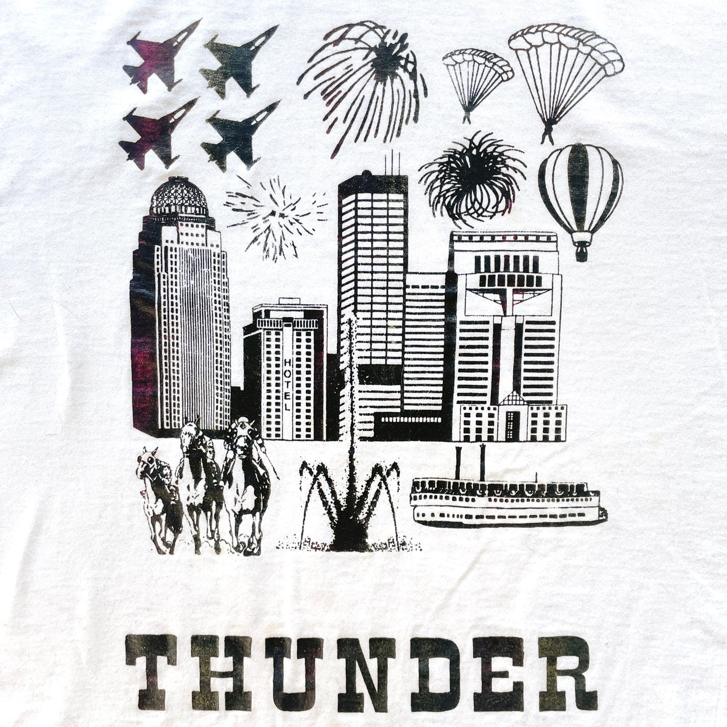 90s Vintage Thunder Handmade Clip Art T-Shirt White (L)