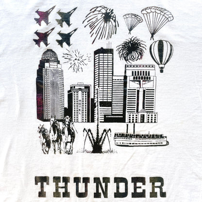 90s Vintage Thunder Handmade Clip Art T-Shirt White (L)