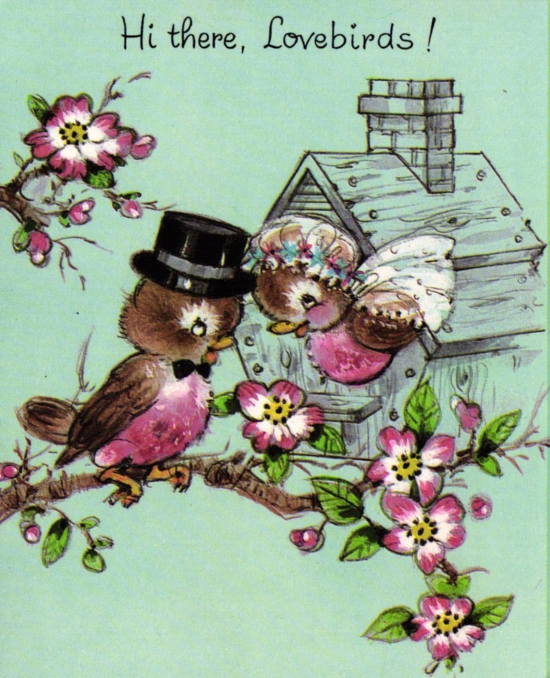 Anniversary - Lovebirds - Vintage Greeting Card