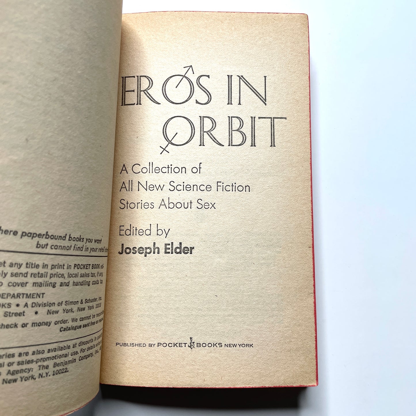 Eros in Orbit, Edited by Joseph Elder (1974) - Vintage 70s Erotic Sci-Fi Anthology Paperback Book