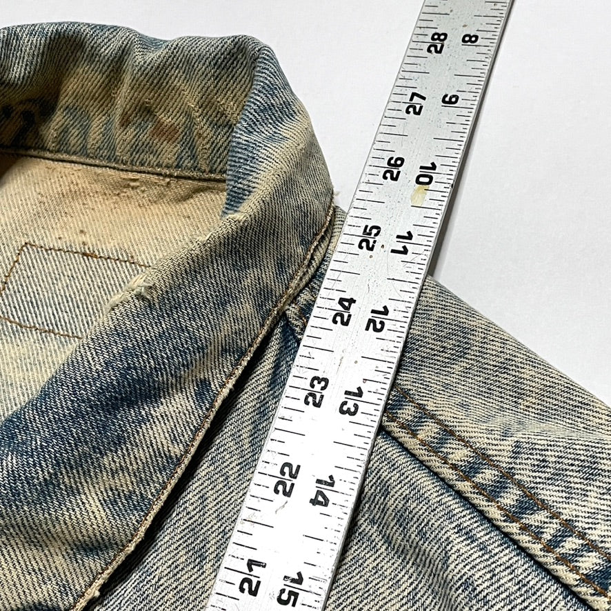 Levis Light Wash Vintage Denim Jacket Heavily Worn Distressed Acid Faded Mens L
