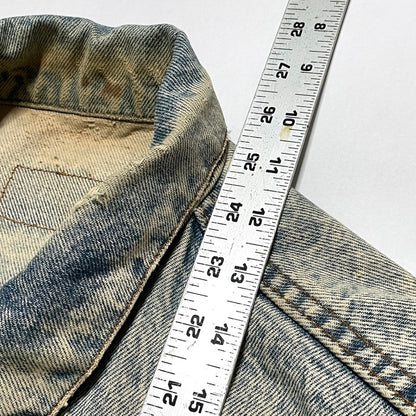 Levis Light Wash Vintage Denim Jacket Heavily Worn Distressed Acid Faded Mens L