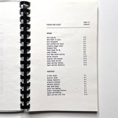 Cooking With Spirit Cookbook New London CT - 80s Spiral Bound Illustrated Recipe Book