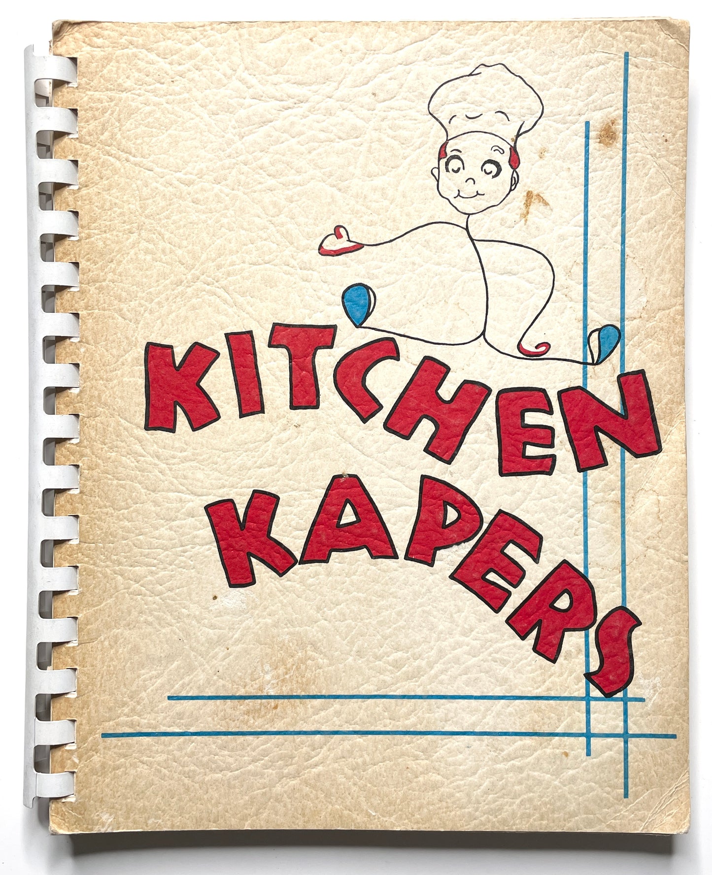 Kitchen Kapers Cookbook 1960 Southbury CT - 60s Vintage Spiral Bound Illustrated Recipe Book