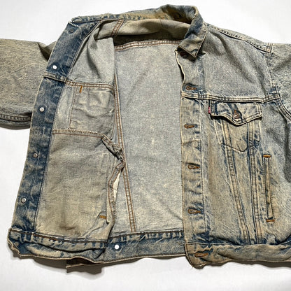 Levis Light Wash Vintage Denim Jacket Heavily Worn Distressed Acid Faded Mens L