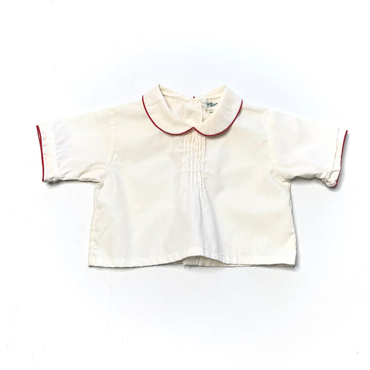Ruffle Front White Collared Top 12M