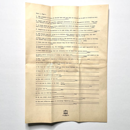 NYC Catholic Information Society 1950 Course Test Manhattan Vintage Christianity Ephemera