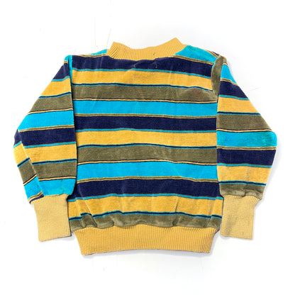 Green & Blue Striped Velvet Crewneck Sweater 3T