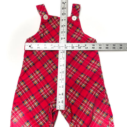 Multi-Color Plaid Red Corduroy Overalls *Damage* 18M