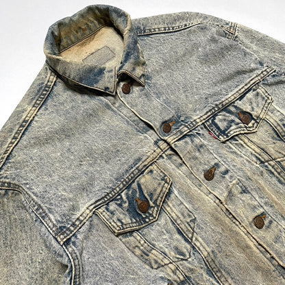 Levis Light Wash Vintage Denim Jacket Heavily Worn Distressed Acid Faded Mens L