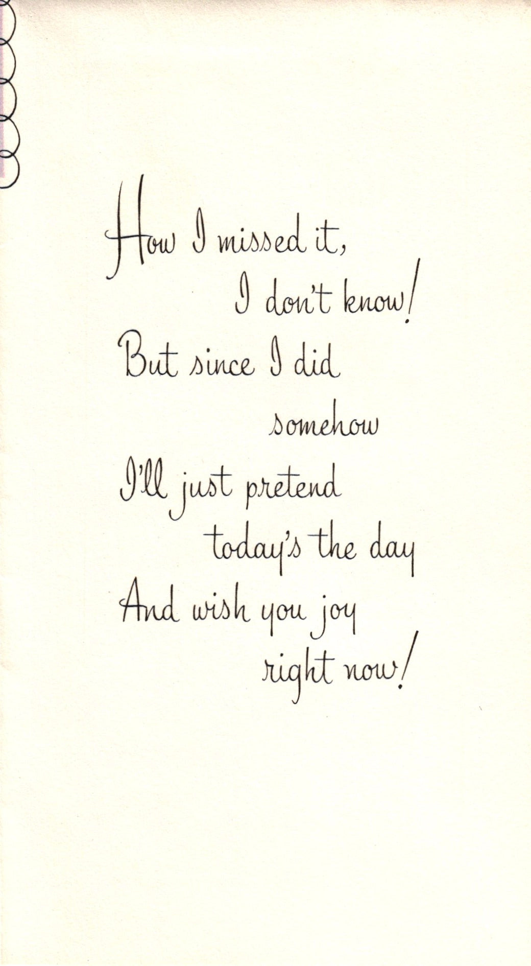 Belated Birthday - Honest Apology - Slim Vintage Greeting Card - Embossed