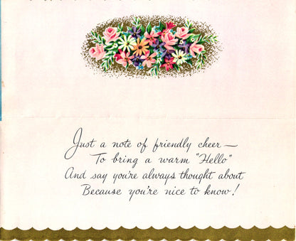 Greetings - For You - Glossy Slim Vintage Greeting Card - Gold Stamped + Embossed