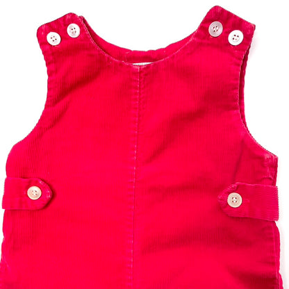 Red Corduroy Sleeveless Romper 9M