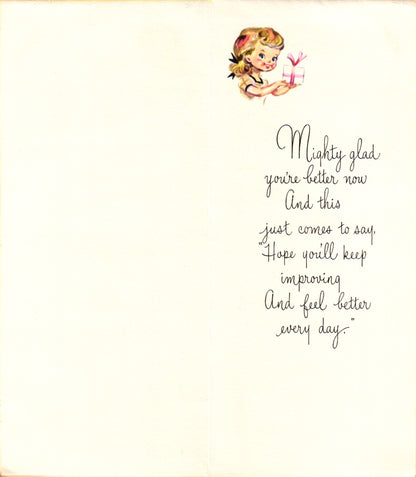 Get Well Soon - Victorian Grandfather Clock - Slim Vintage Greeting Card