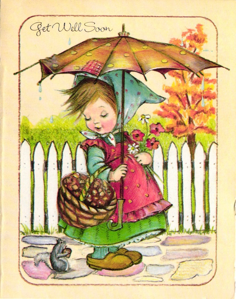Get Well Soon - Rainy Fall Day - Vintage Greeting Card - 1979 Little Helpers