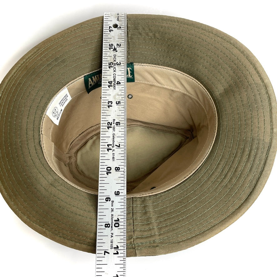 Leather Suede Trail Hiking Hat Outdoor Vintage American Eagle Mens M Army Green