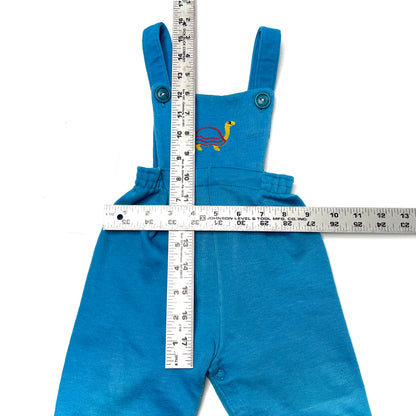 Turtle Embroidery Cerulean Blue Overalls 12-18M