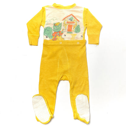 School Cat Graphic Print Footed Pajamas Set 2T