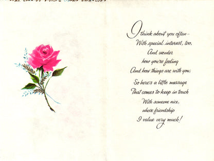 Greetings - Friendship Roses - Vintage Greeting Card