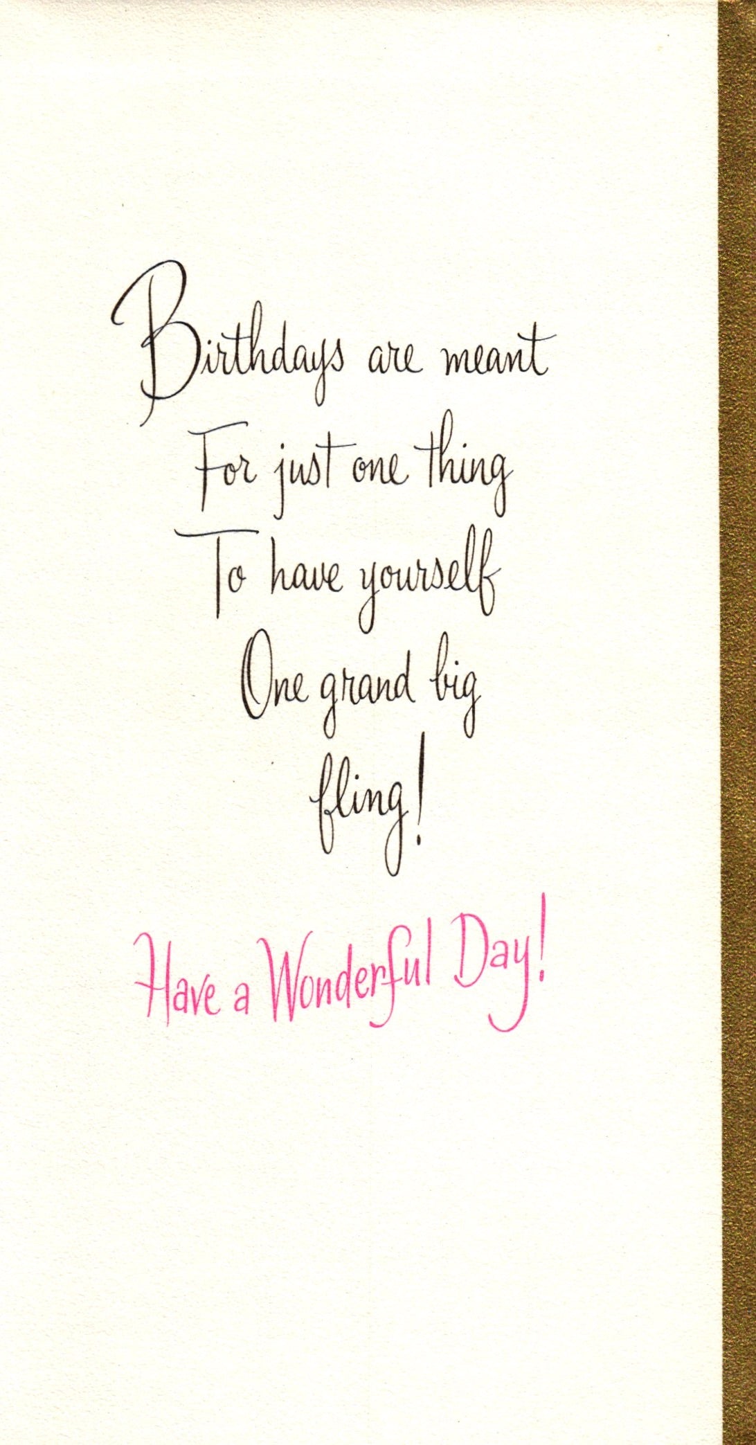 Birthday - Song Bird - Slim Vintage Greeting Card - Gold Stamped + Embossed