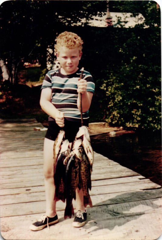 Summer Fishing Success Kodak Minicolor Print Photo - 2.25x3.35"