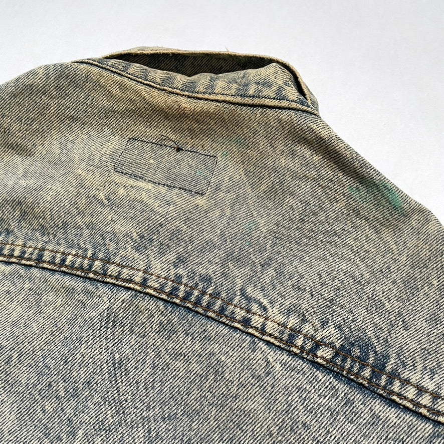 Levis Light Wash Vintage Denim Jacket Heavily Worn Distressed Acid Faded Mens L