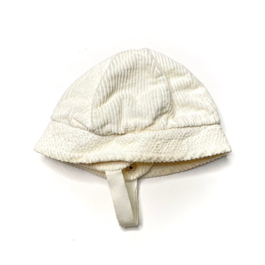 Light Cream Corduroy Brimmed Winter Cap