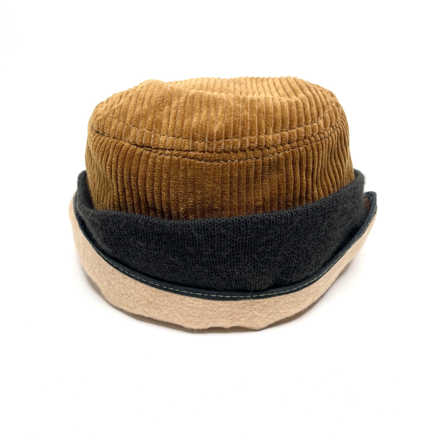 Corduroy Insulated Hunting Cap w/ Ear Flaps Vintage Winter Hat - Brown