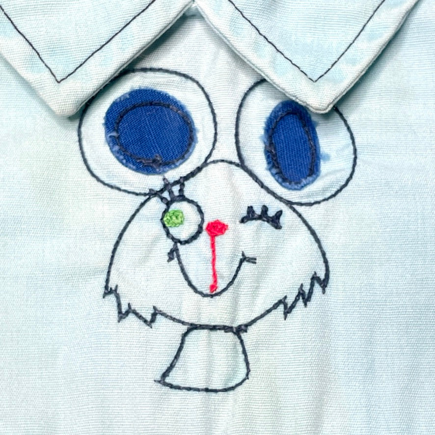 Winking Mouse Embroidery Blue Jumpsuit 12-18M