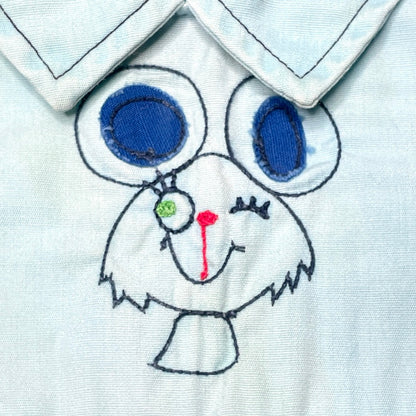 Winking Mouse Embroidery Blue Jumpsuit 12-18M
