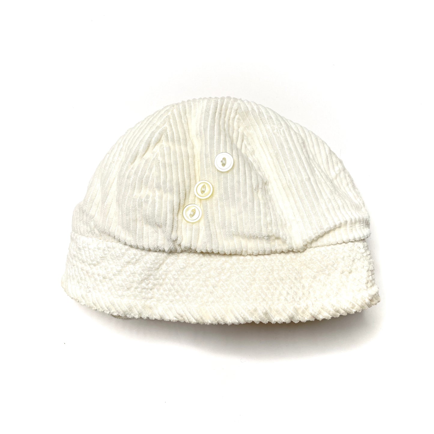 Light Cream Corduroy Brimmed Winter Cap