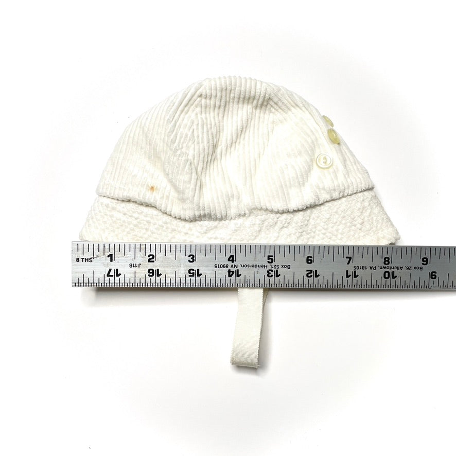 Light Cream Corduroy Brimmed Winter Cap