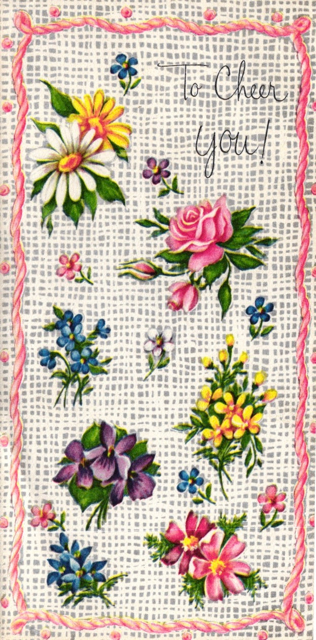 Get Well Soon - Flowers - Slim Vintage Greeting Card