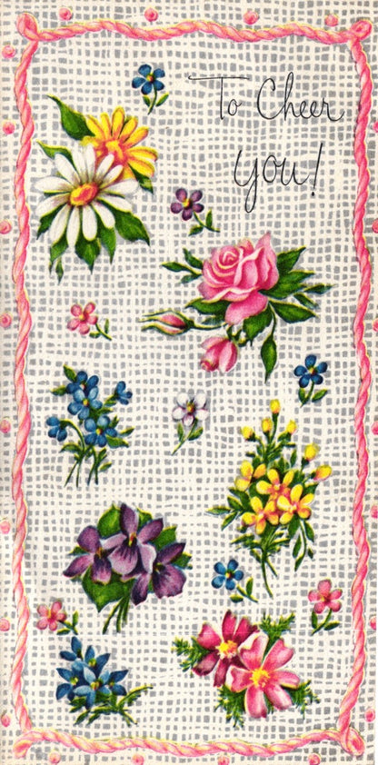 Get Well Soon - Flowers - Slim Vintage Greeting Card