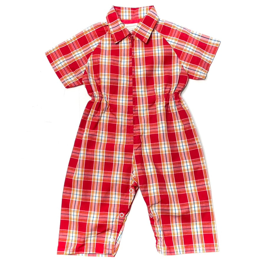 Bright Red Plaid Jumpsuit 18M