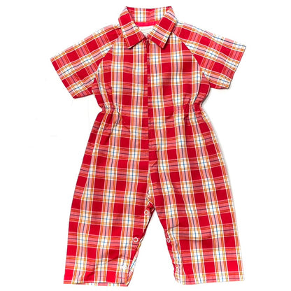 Bright Red Plaid Jumpsuit 18M