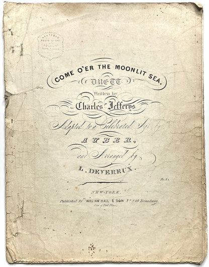 Come O'er the Moonlit Sea c. 1850-1870s Sheet Music