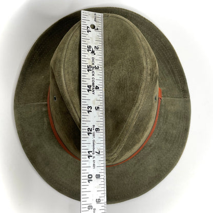 Leather Suede Trail Hiking Hat Outdoor Vintage American Eagle Mens M Army Green