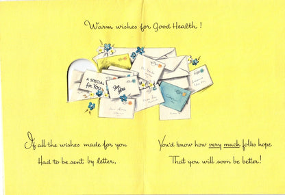 Get Well Soon - POP-UP Mailbox - Vintage Greeting Card - Gold Stamped + Embossed