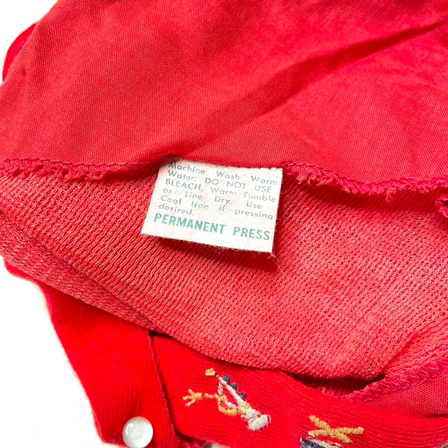 Musical Instruments Embroidery Red Onesie Romper *Damage* 9M